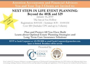 Next steps in life event planning event poster