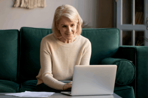 An older woman doing research on elder law attorneys near her