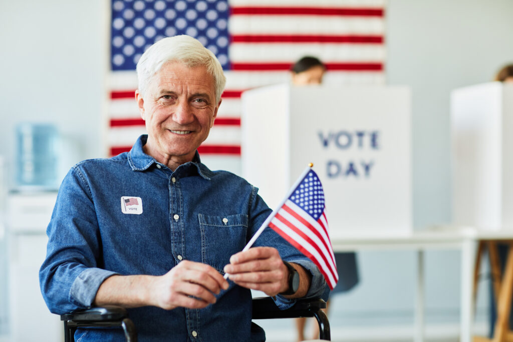 Senior Man with Disability Voting